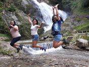 Warming up at the San Andres waterfall in the Coviriali district